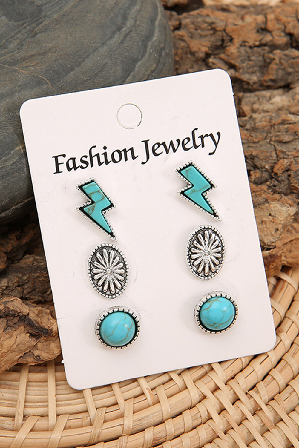 Three-piece Turquoise Stud Earrings Set