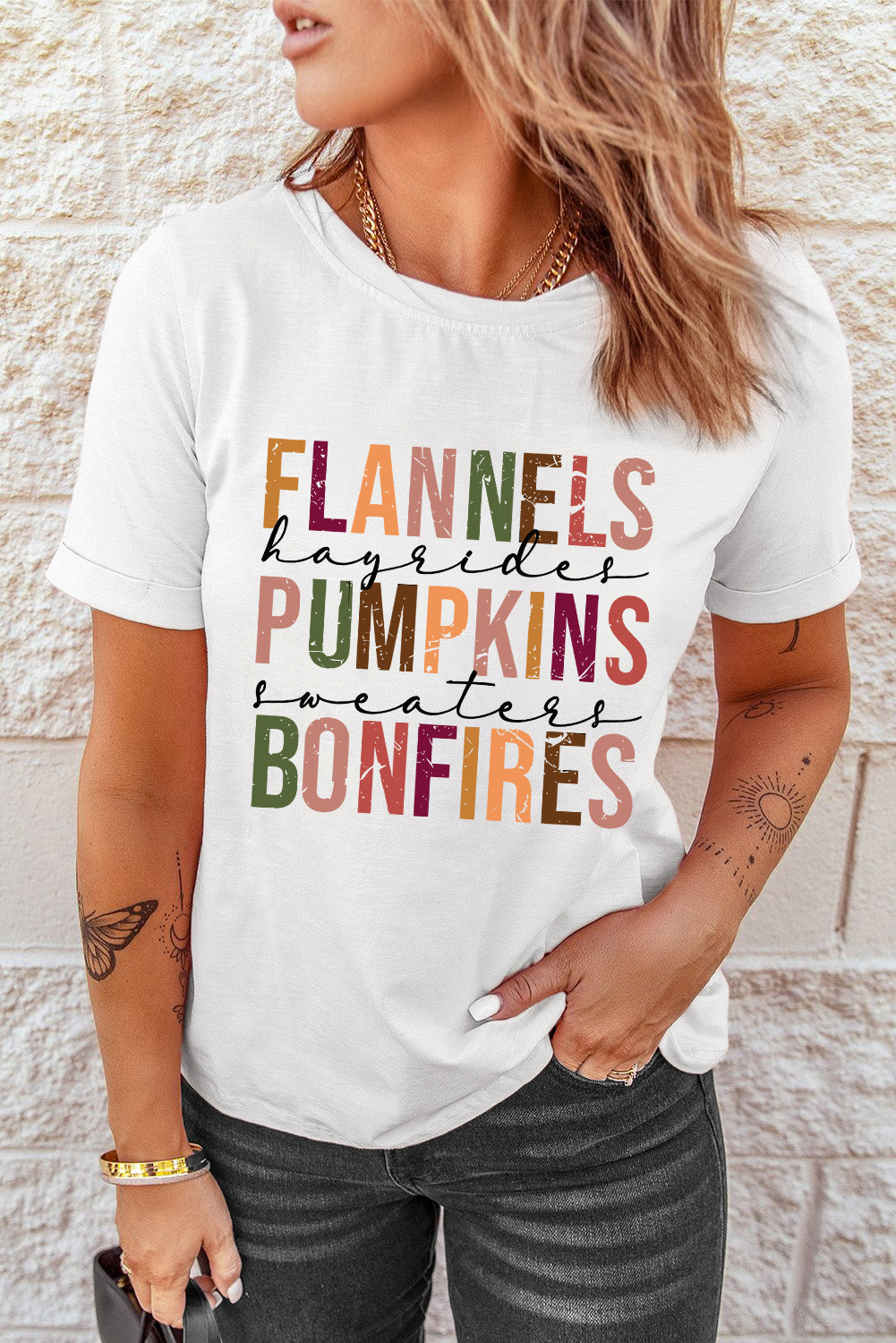 FLANNELS PUMPKINS BONFIRES Crewneck Graphic Tee