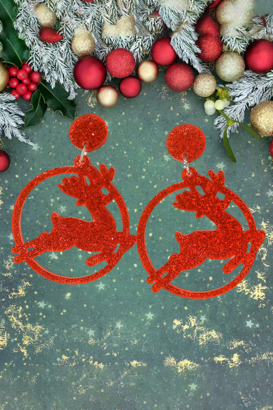 Fiery Red Christmas Tree Acrylic Stud Earrings