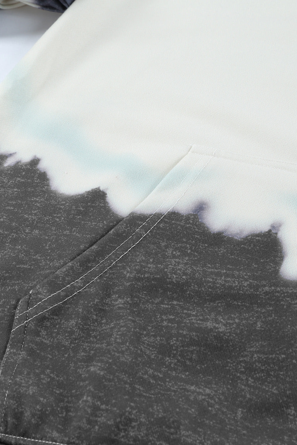Gray Hooded Tie Dye Print Pocket Casual Sweatshirt