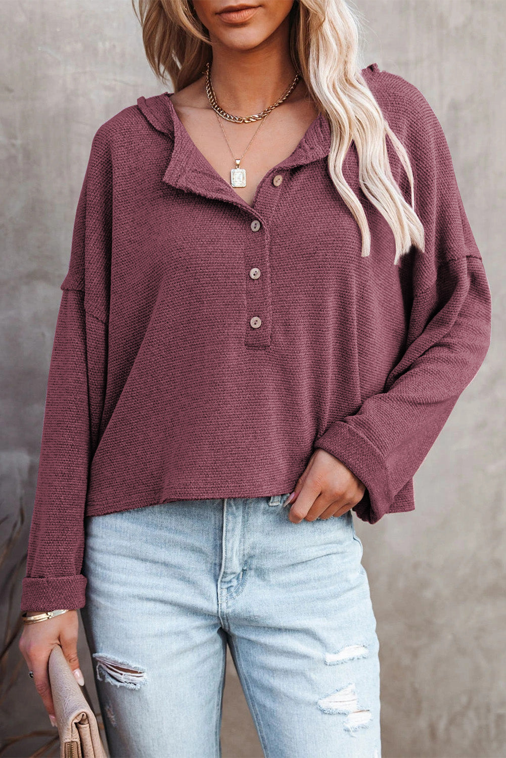 Gray Buttoned Loose Long Sleeve Shirt