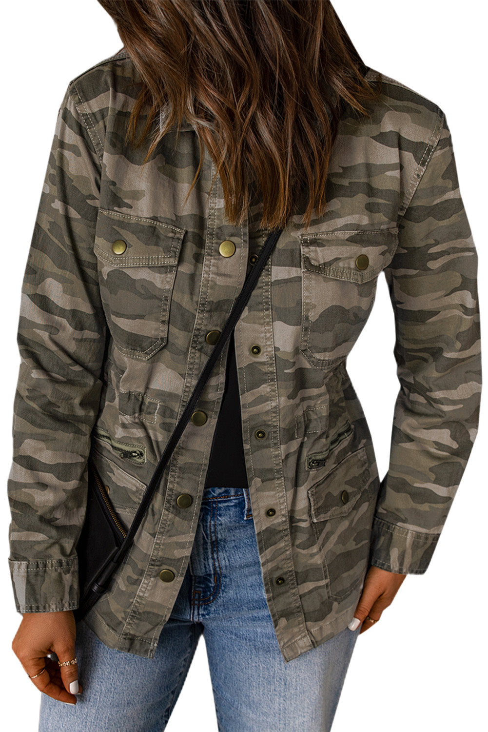 Camo Print Multi Pockets Button-up Jacket