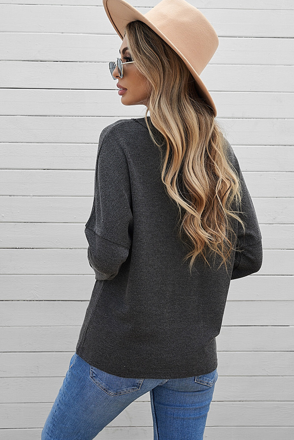 Gray Buttoned Loose Long Sleeve Shirt