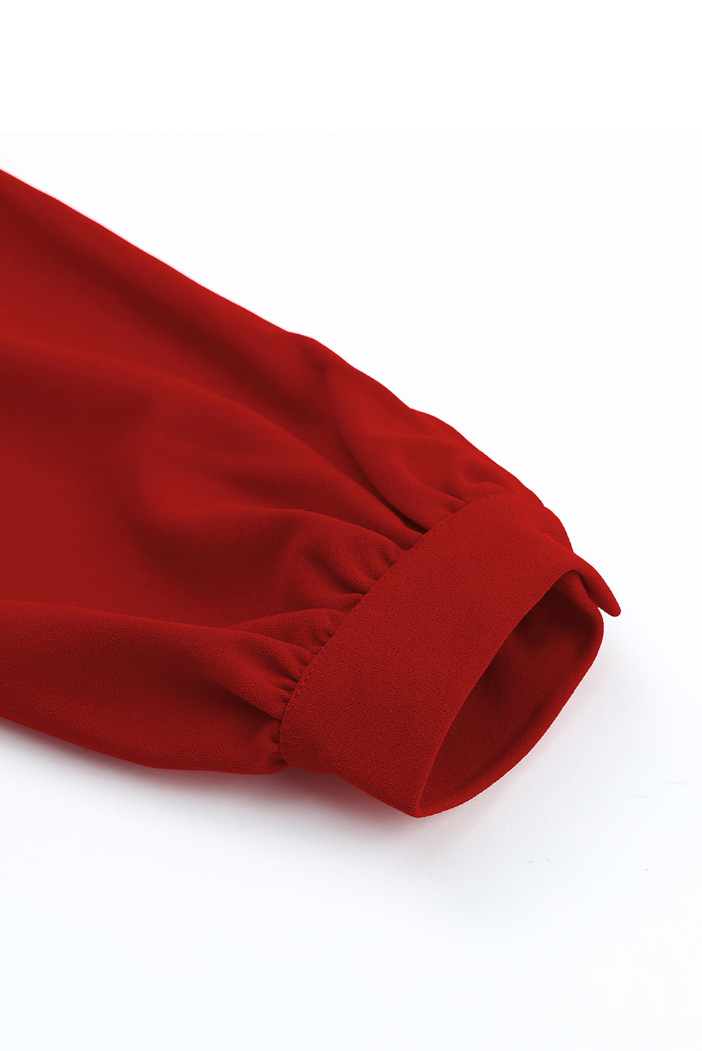Fiery Red One Shoulder Puff Sleeve Split Midi Dress