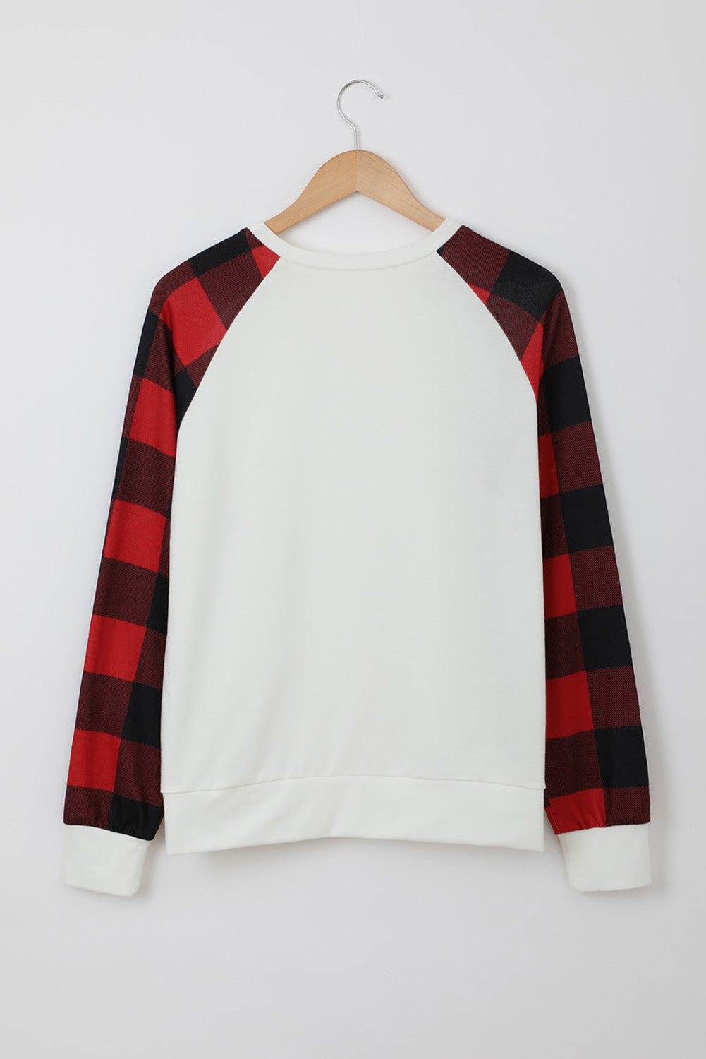 Merry Christmas Plaid Graphic Print Long Sleeve Sweatshirt