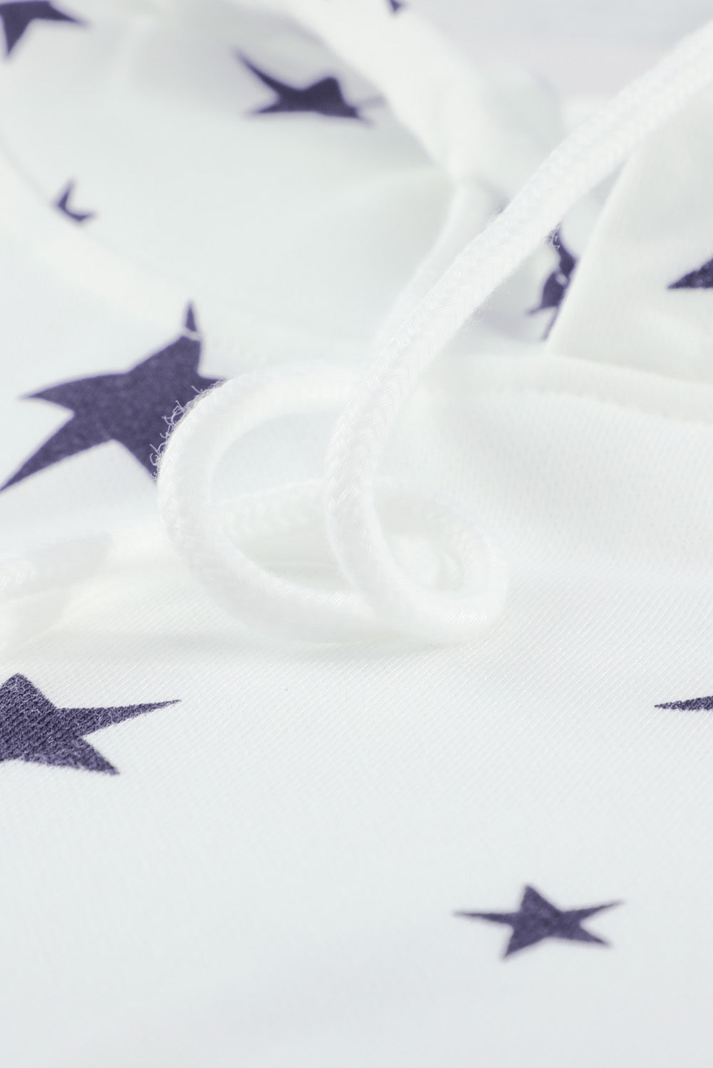 White Star Print Hoodie with Side Slits