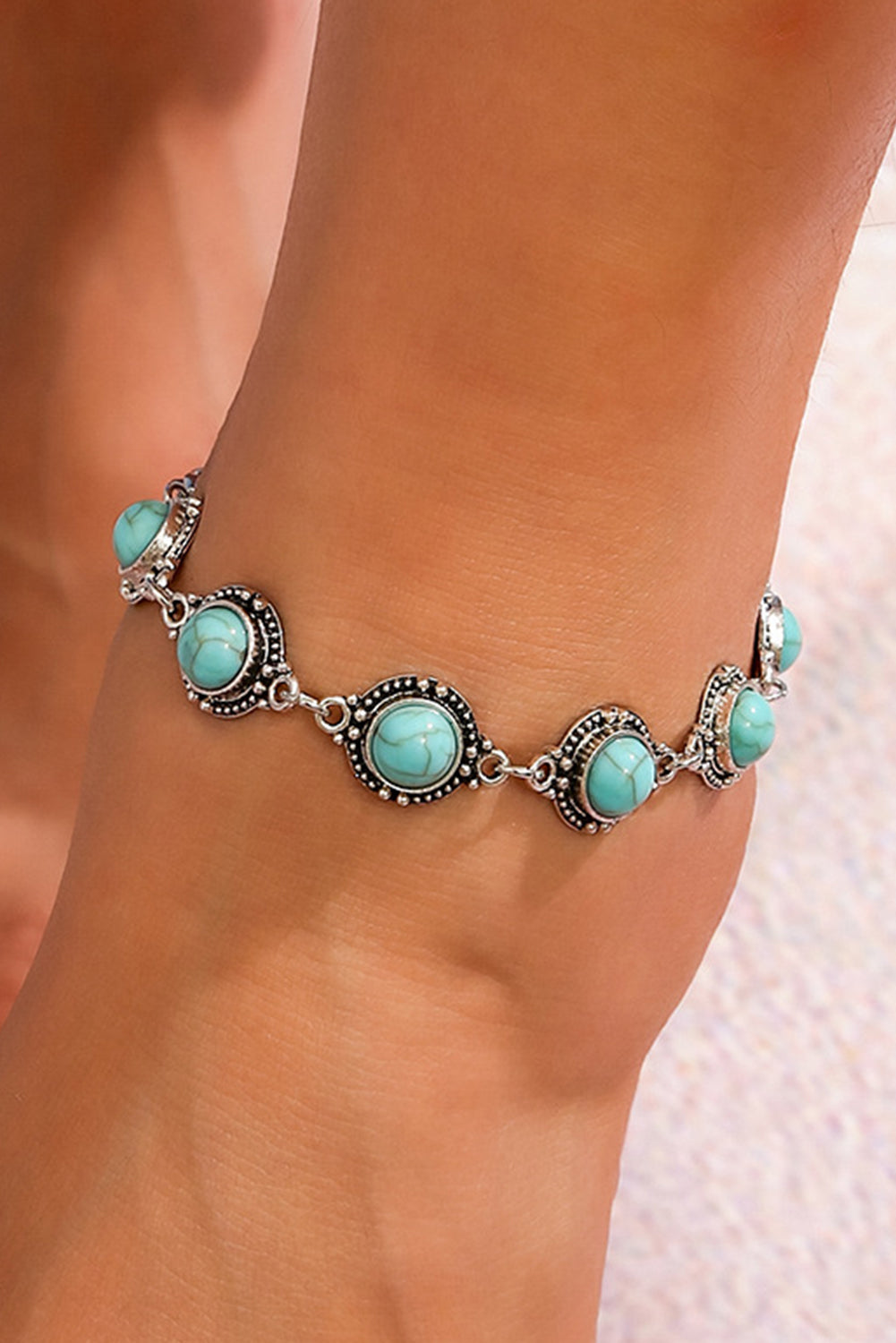 Mint Green Bohemia Natural Turquoise Anklet