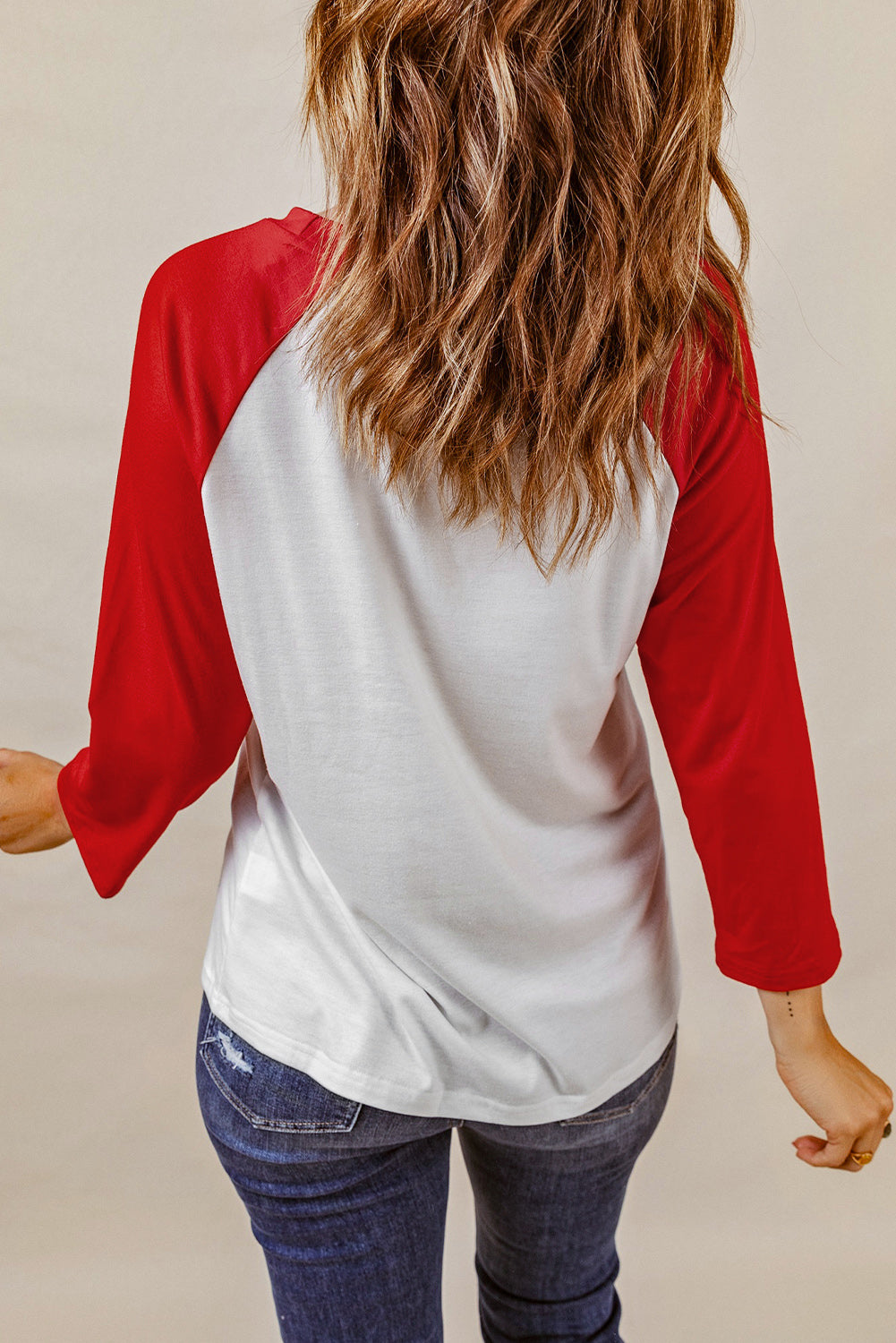 Merry CHRISTMAS Color Block Long Sleeve Top