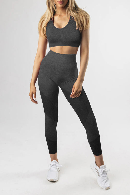 Black Criss Cross Bra and High Waist Leggings Sports Wear