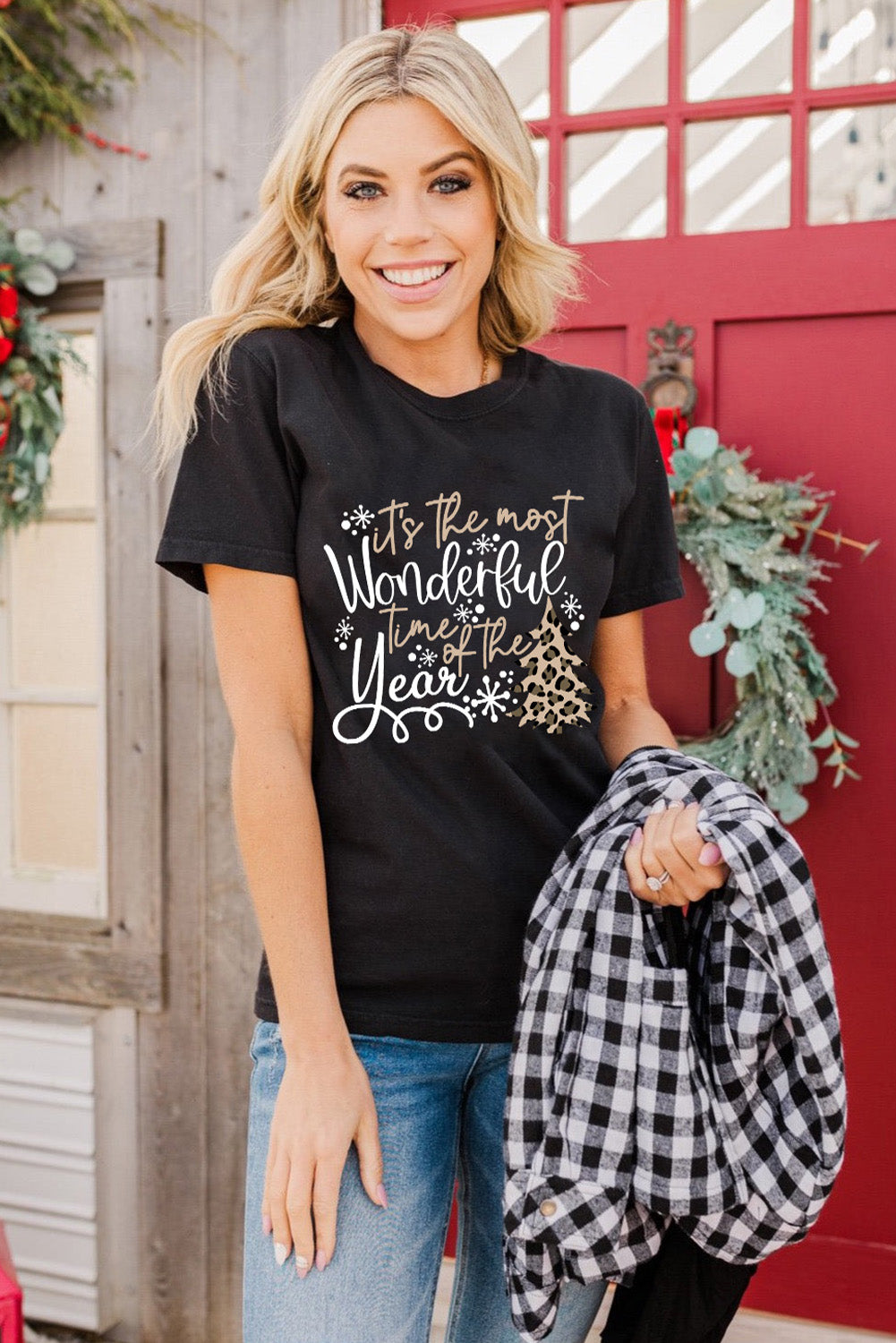 Wonderful Christmas Season Leopard Graphic Tee