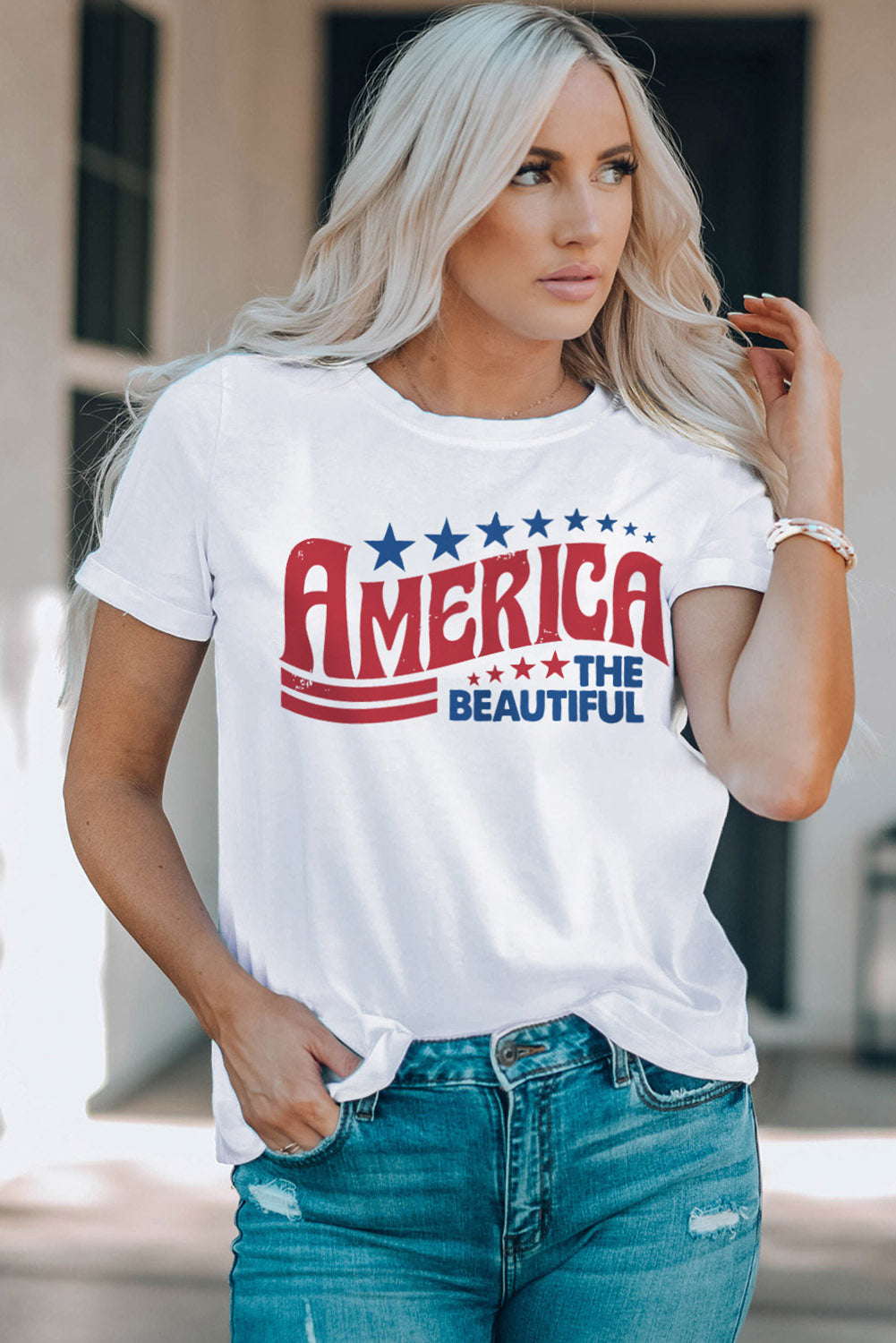 AMERICA THE BEAUTIFUL Star Print Graphic T Shirt