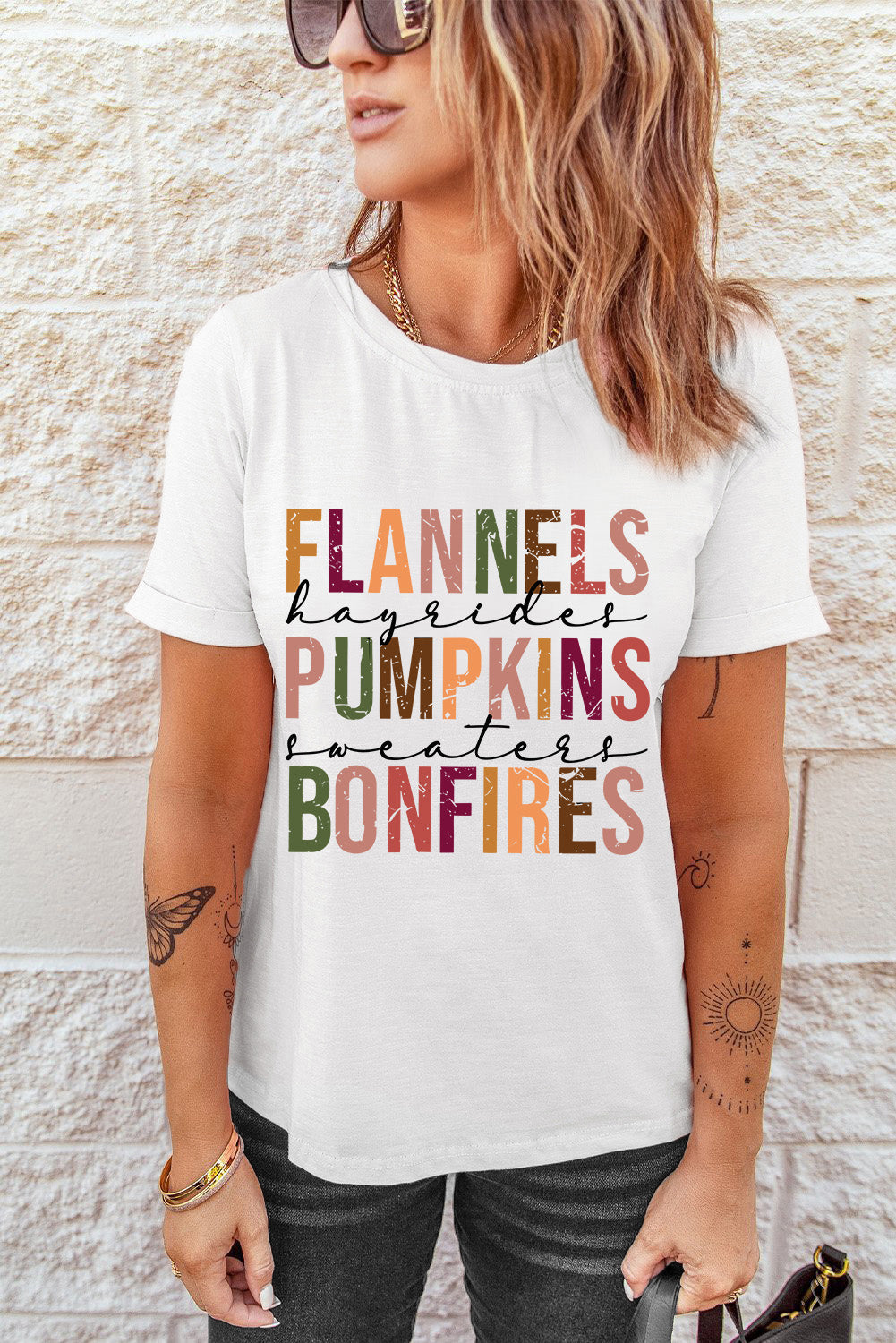 FLANNELS PUMPKINS BONFIRES Crewneck Graphic Tee