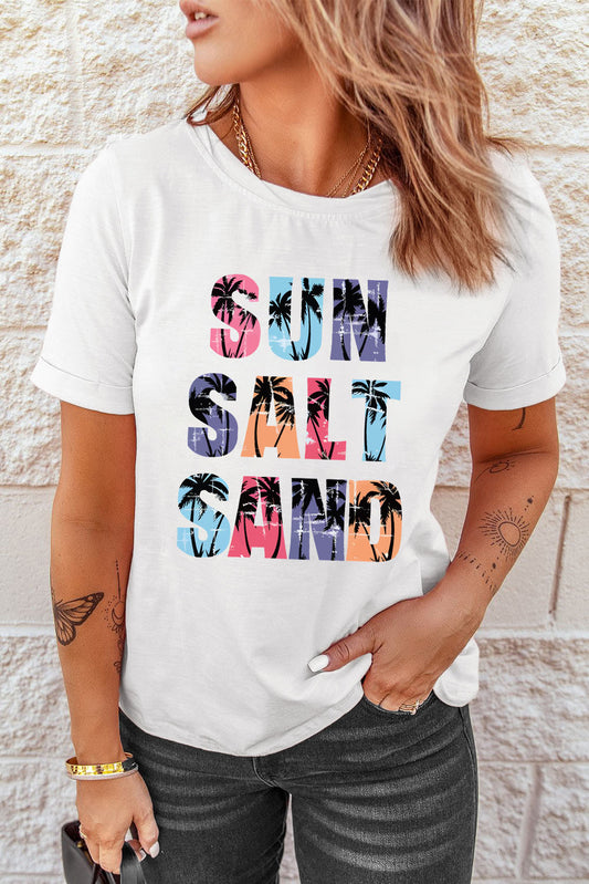 Coconut Tree SUN SALT SAND  Graphic Tee