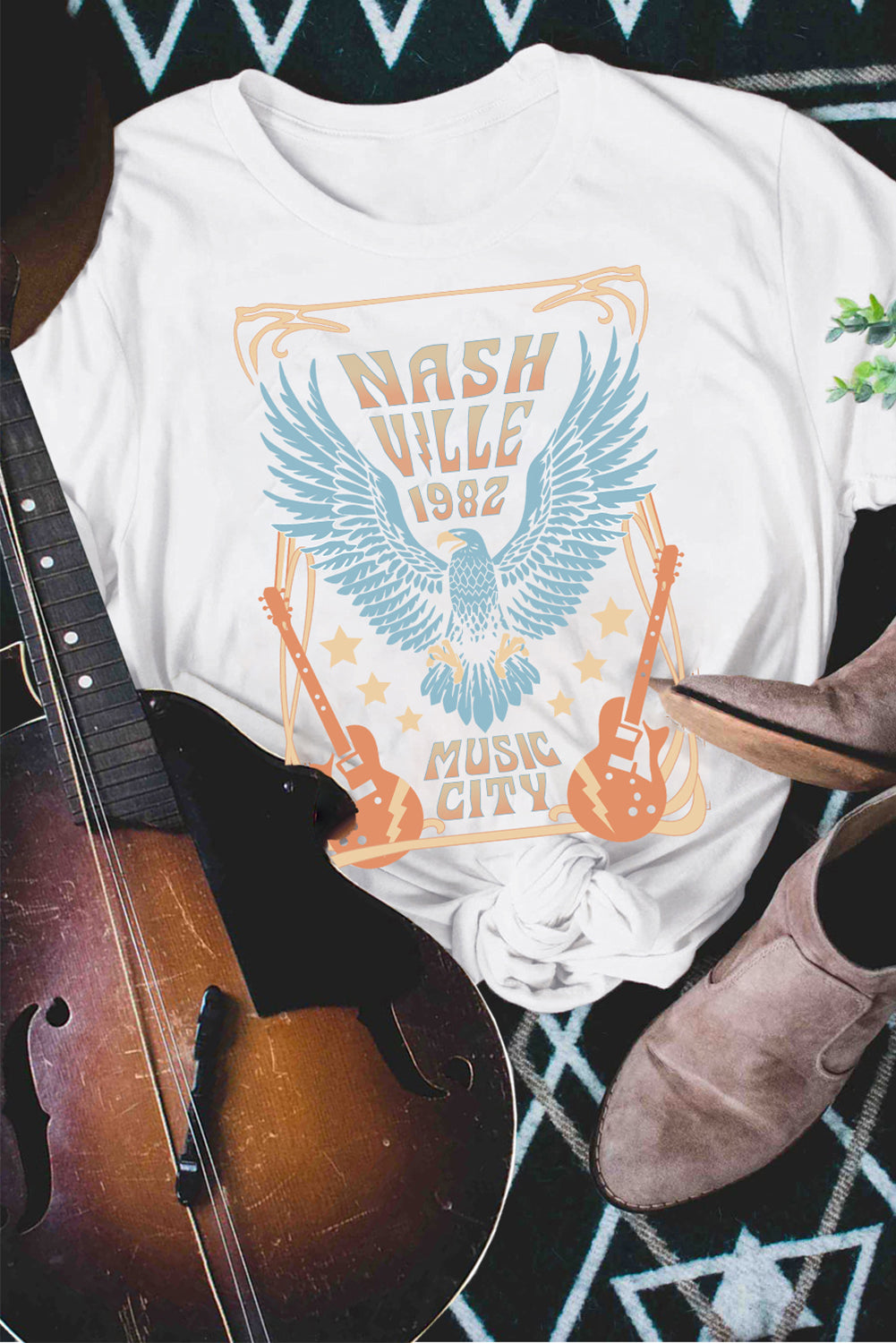 NASHVILLE 1982 Eagle Graphic Print Casual T Shirt