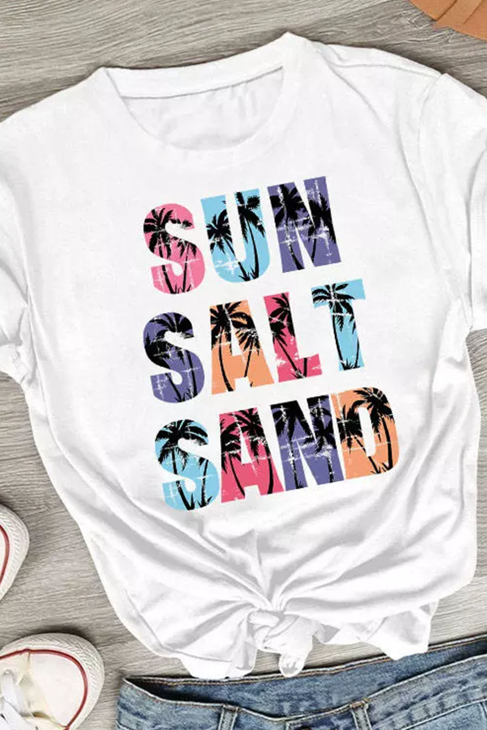 Coconut Tree SUN SALT SAND  Graphic Tee