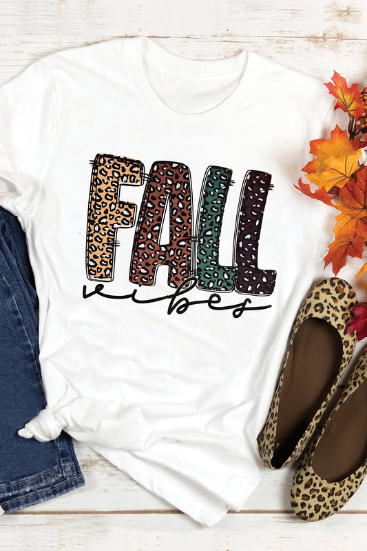 FALL Vibe Leopard Print Crew Neck T Shirt