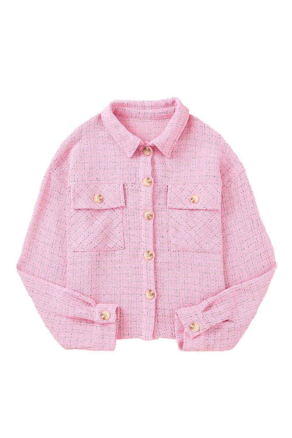 Plaid Tweed Button Up Shacket