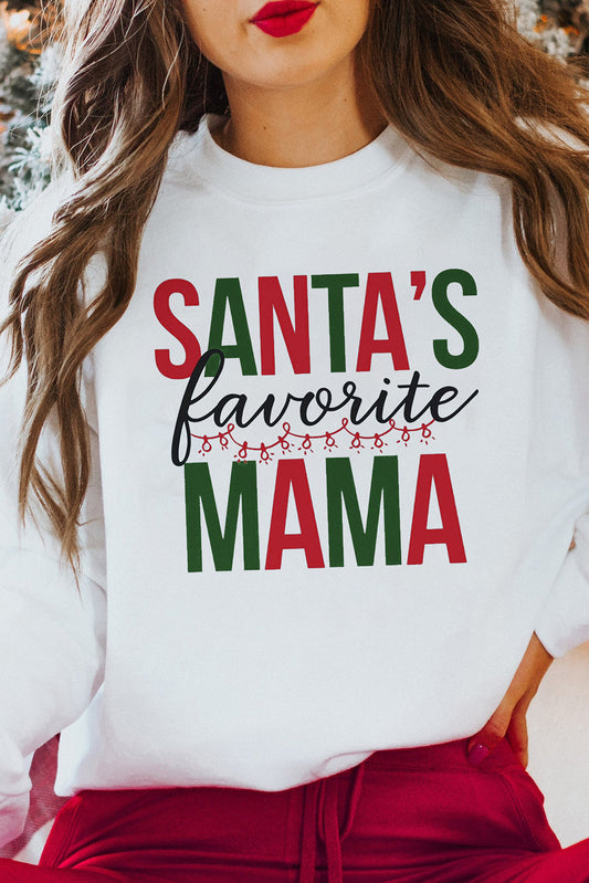 Santa's Favorite Mama Long Sleeve Sweatshirt