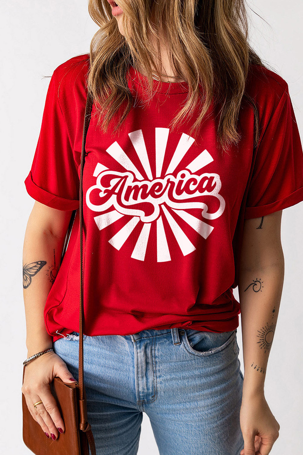 America Graphic Print Independence Day Short Sleeve T Shirt