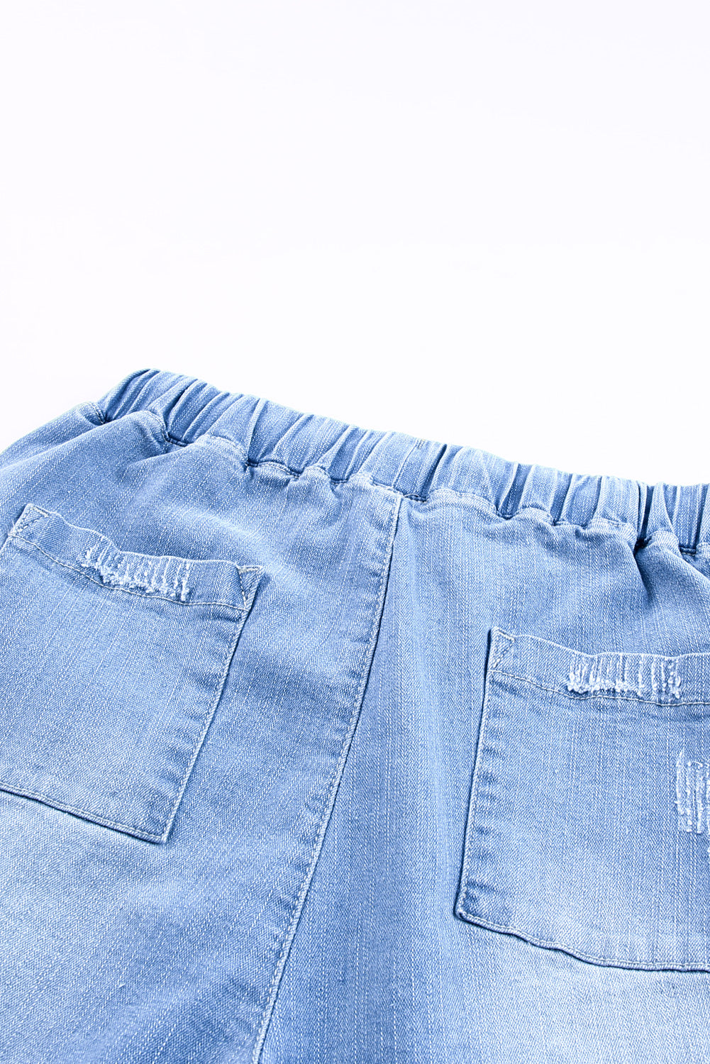 Sky Blue Pocketed Distressed Denim Joggers