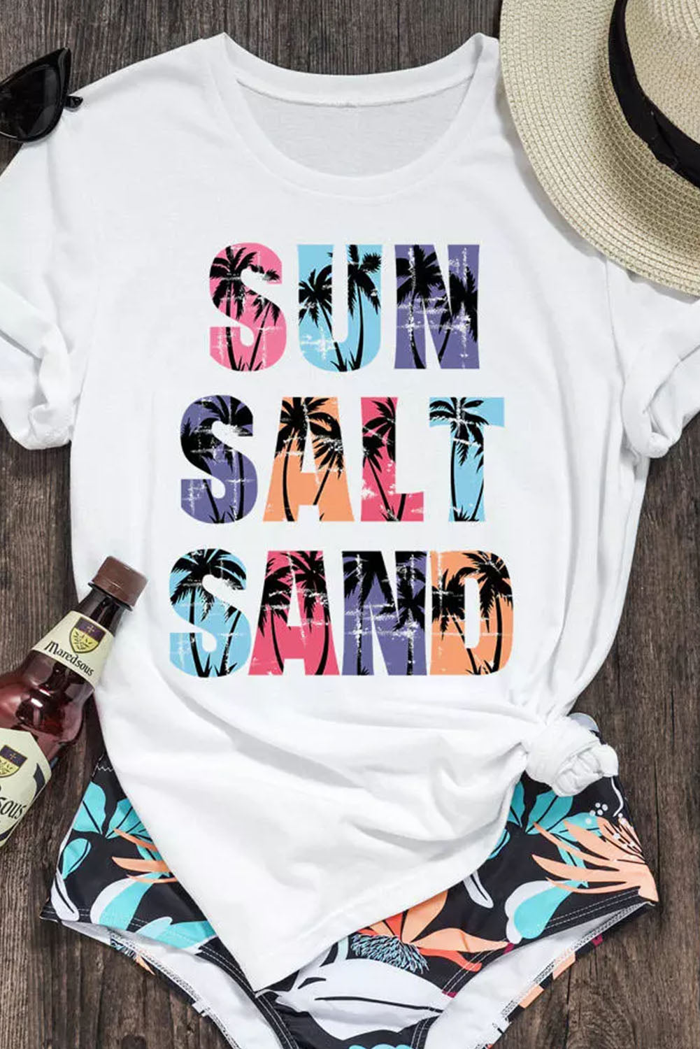 Coconut Tree SUN SALT SAND  Graphic Tee