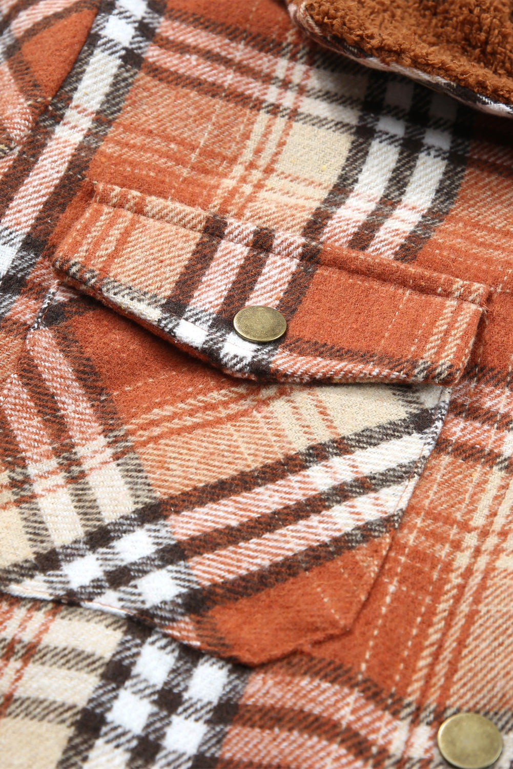 Blue Plaid Pattern Sherpa Lined Hooded Shacket