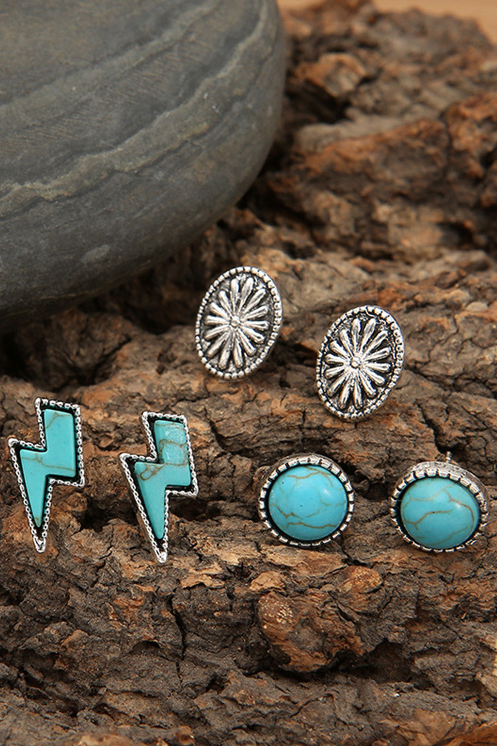 Three-piece Turquoise Stud Earrings Set