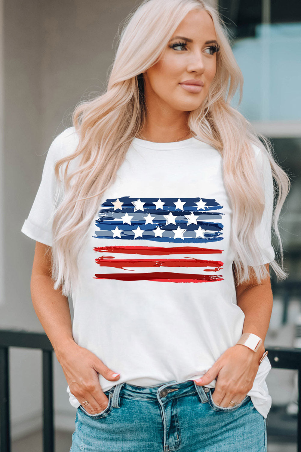 American Flag Graphic  Short Sleeve Tee