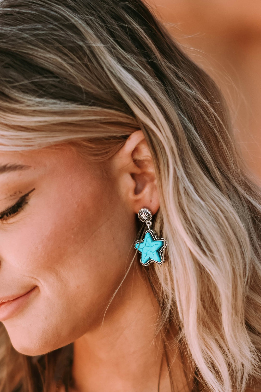 Star Dangle Antique Studded Western Earrings
