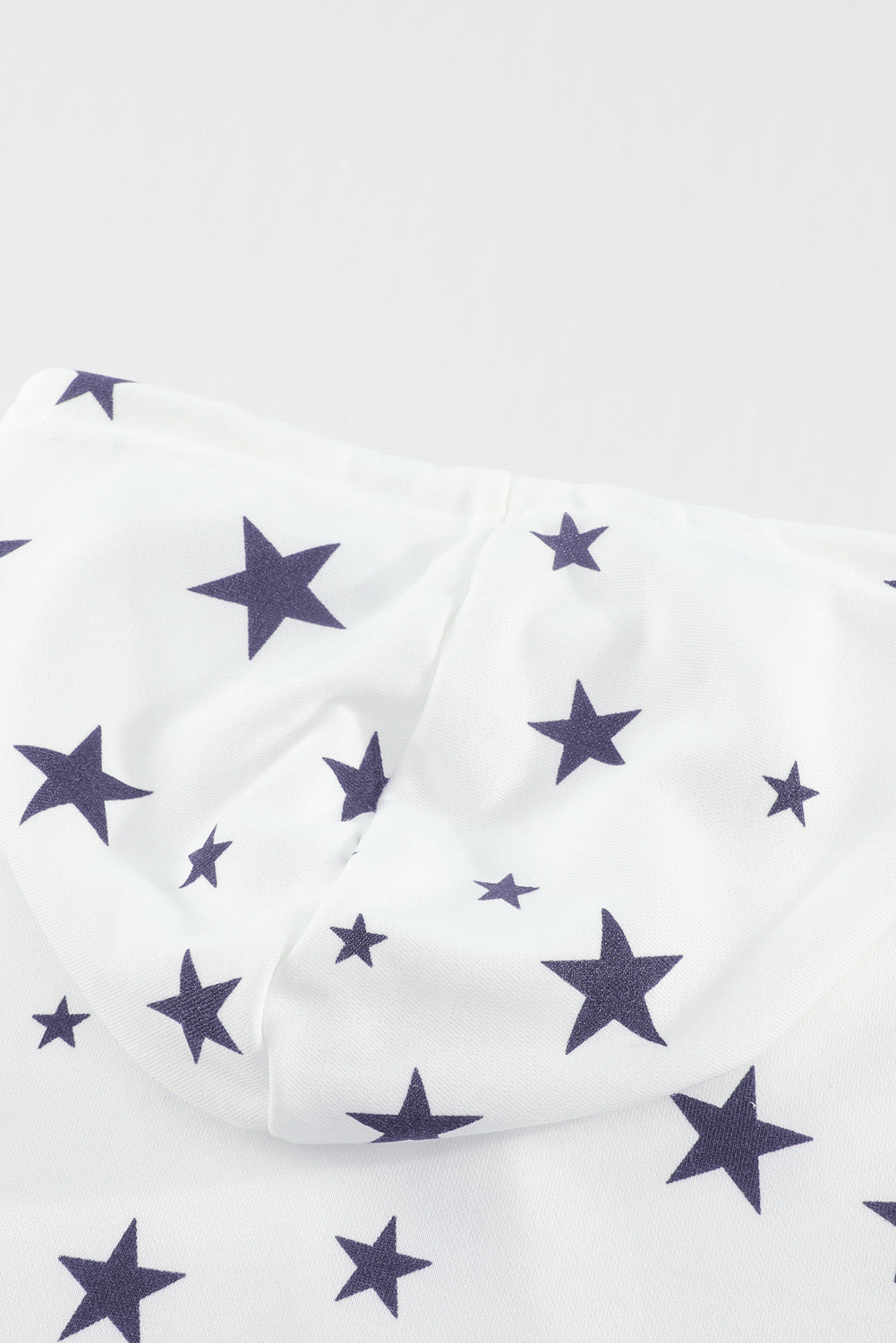 White Star Print Hoodie with Side Slits