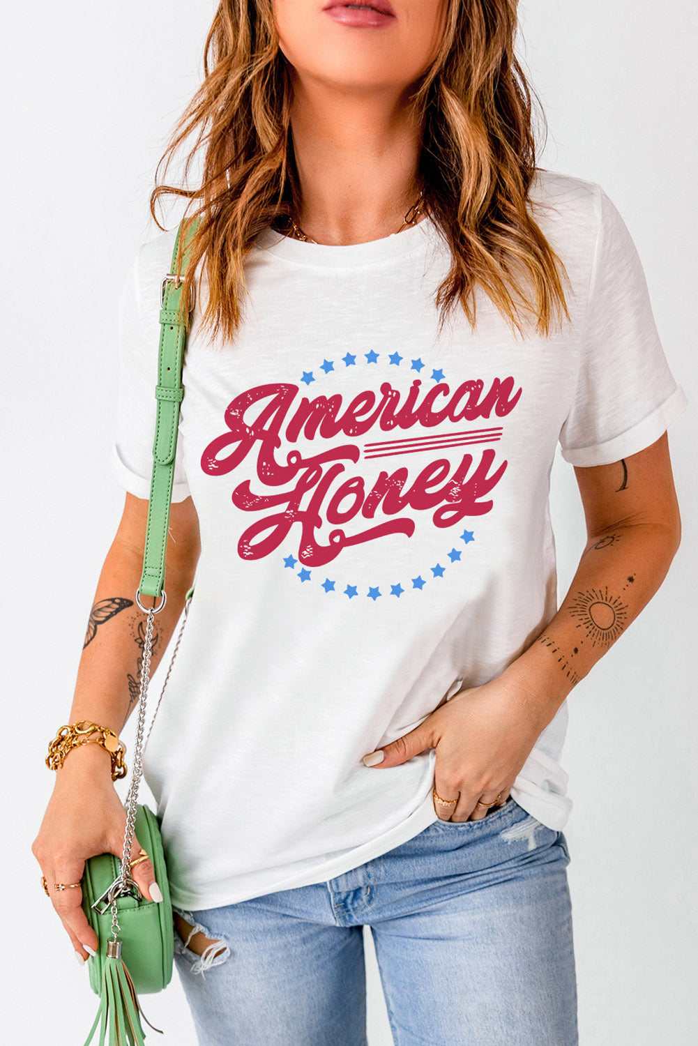 American Honey Stars Print Short Sleeve Graphic Tee