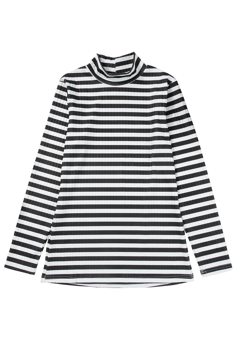 Striped Print Textured Knit Long Sleeve Tee