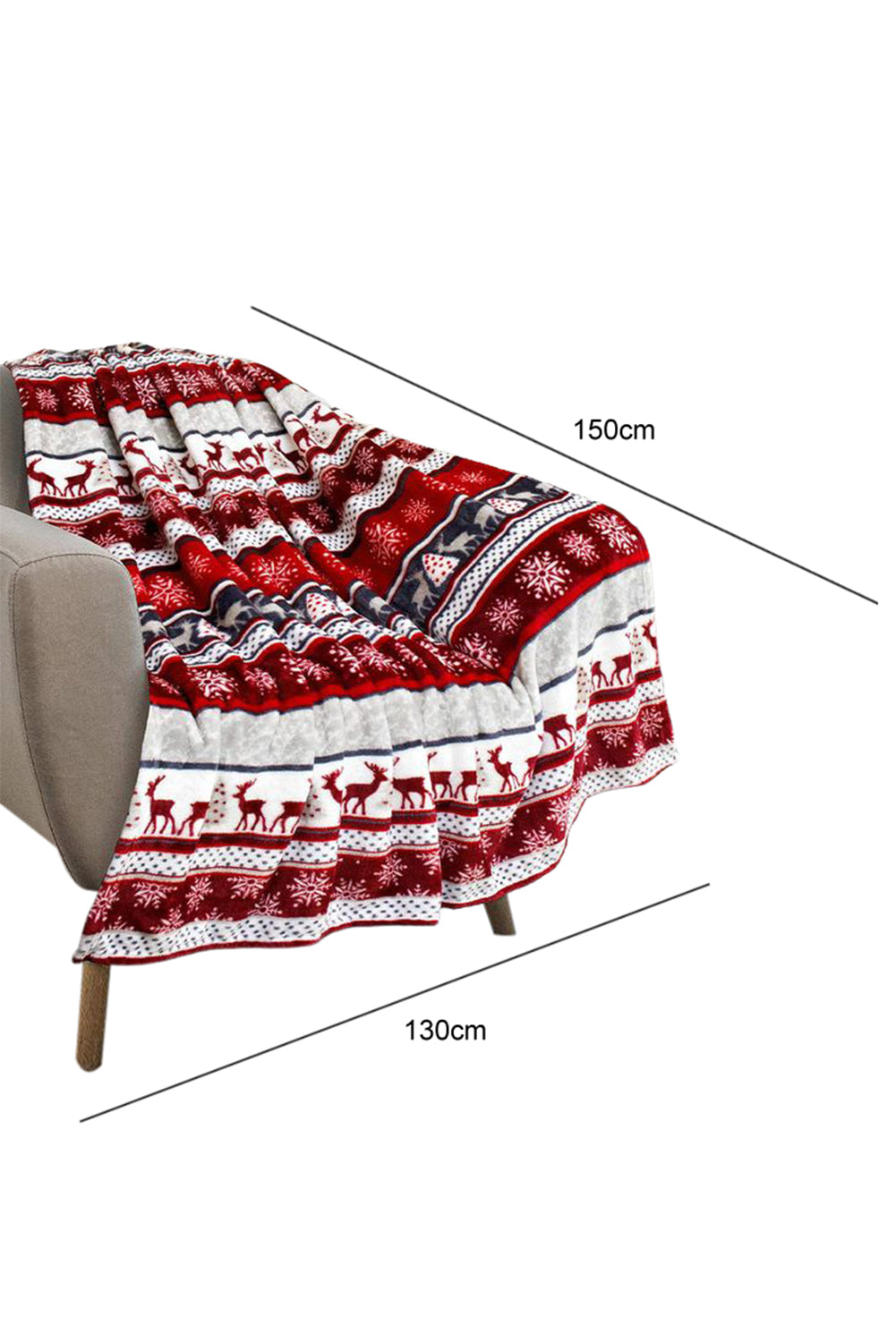 Christmas Elk Print Reversible Sherpa Fleece Blanket 130*150cm