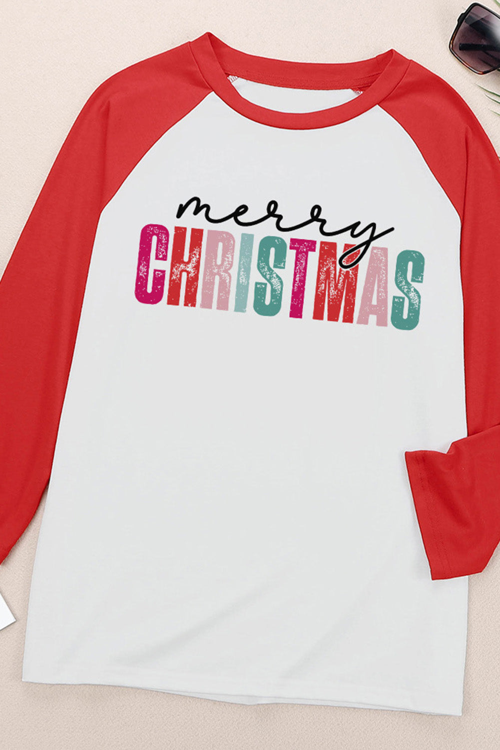 Merry CHRISTMAS Color Block Long Sleeve Top