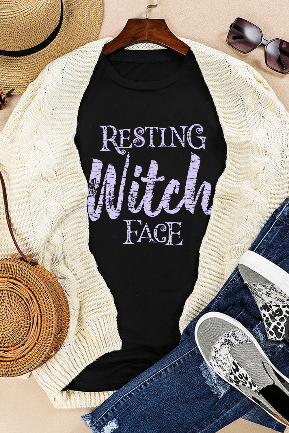 Resting Witch Face Short Sleeve Graphic Tee