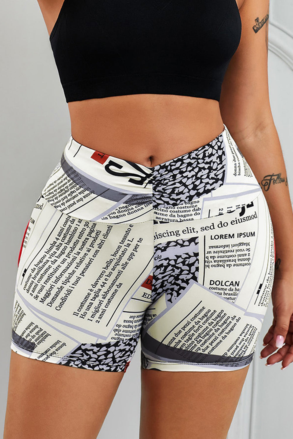 Printed High Waist Lift Up Yoga Shorts