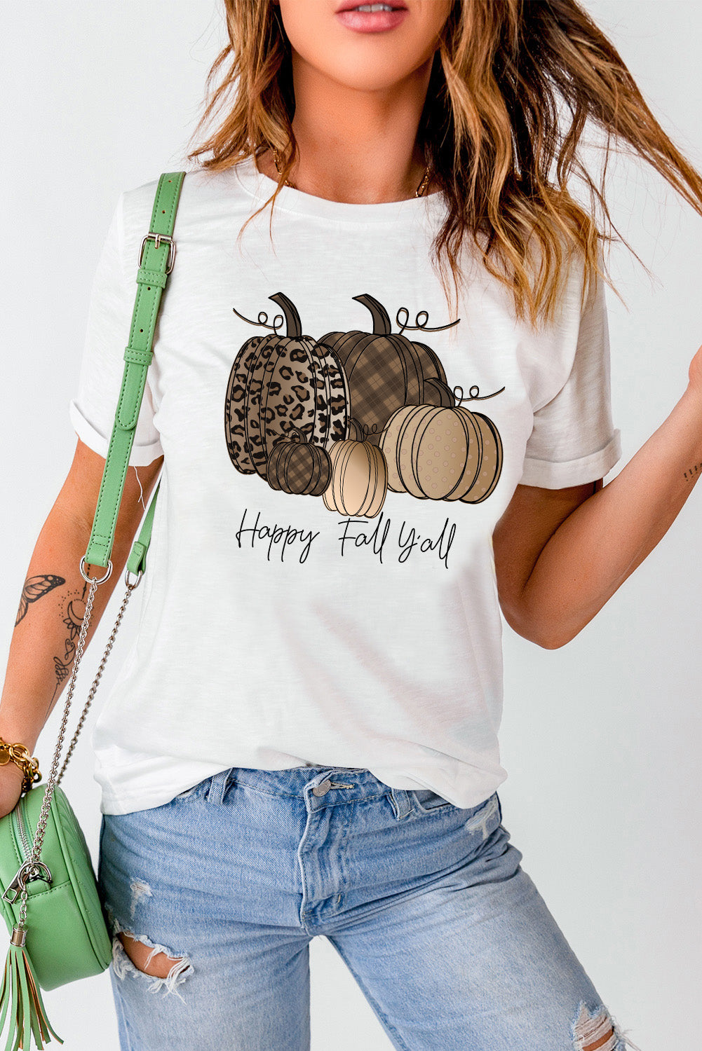 Happy Fall Y'all Pumpkin Print Graphic T Shirt