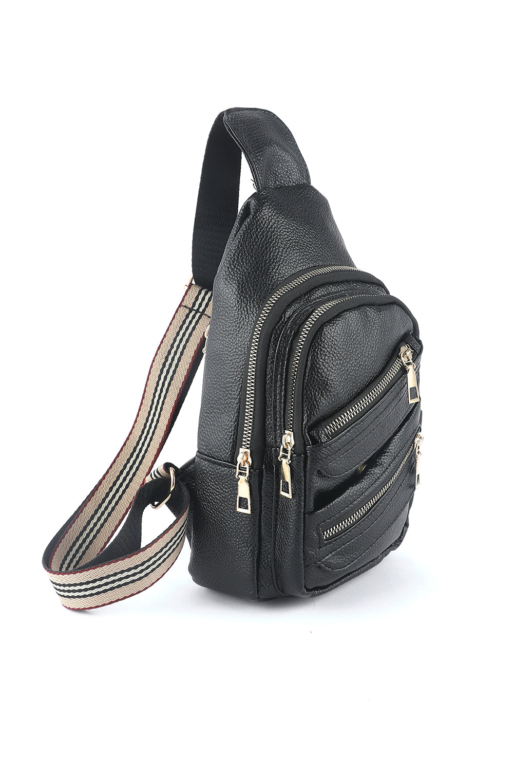 Faux Leather Multi-pockets Zipped Chest Bag