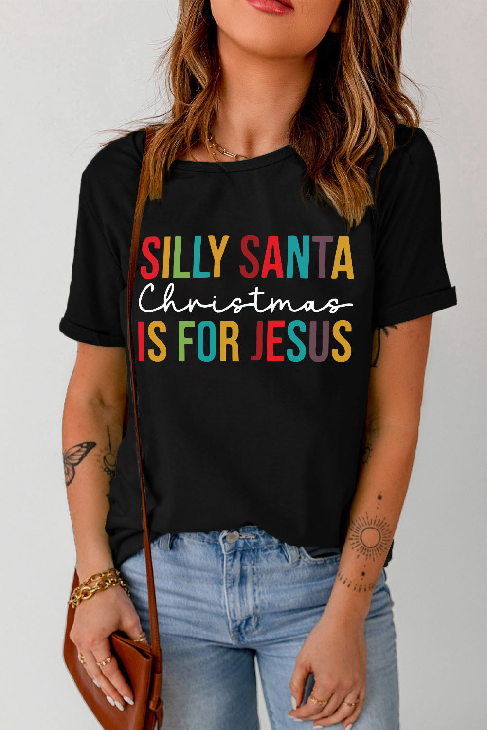 Silly Santa Christmas is For Jesus Short Sleeve T Shirt