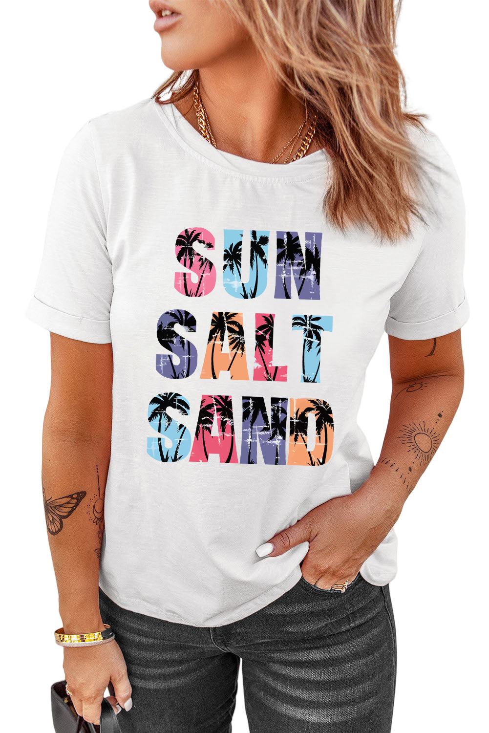 Coconut Tree SUN SALT SAND  Graphic Tee