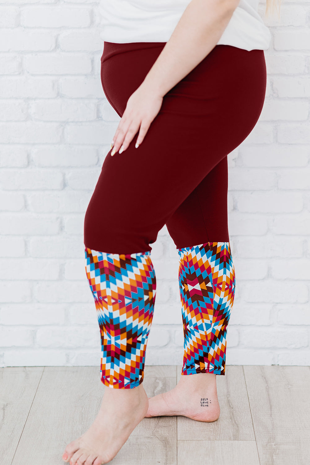 Red Red Aztec Splicing High Waist Plus Size Pants