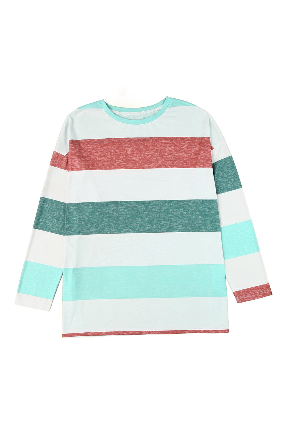 Green Plus Size Colorblock Pullover Top