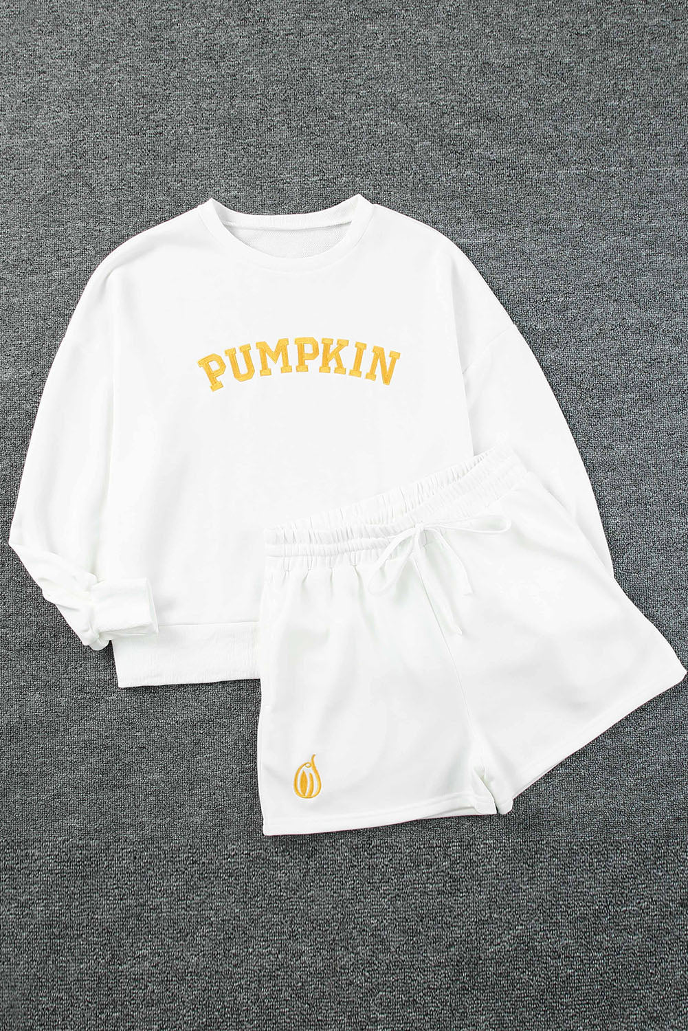 PUMPKIN Flocking Graphic Pullover Sweatshirt and Shorts Set