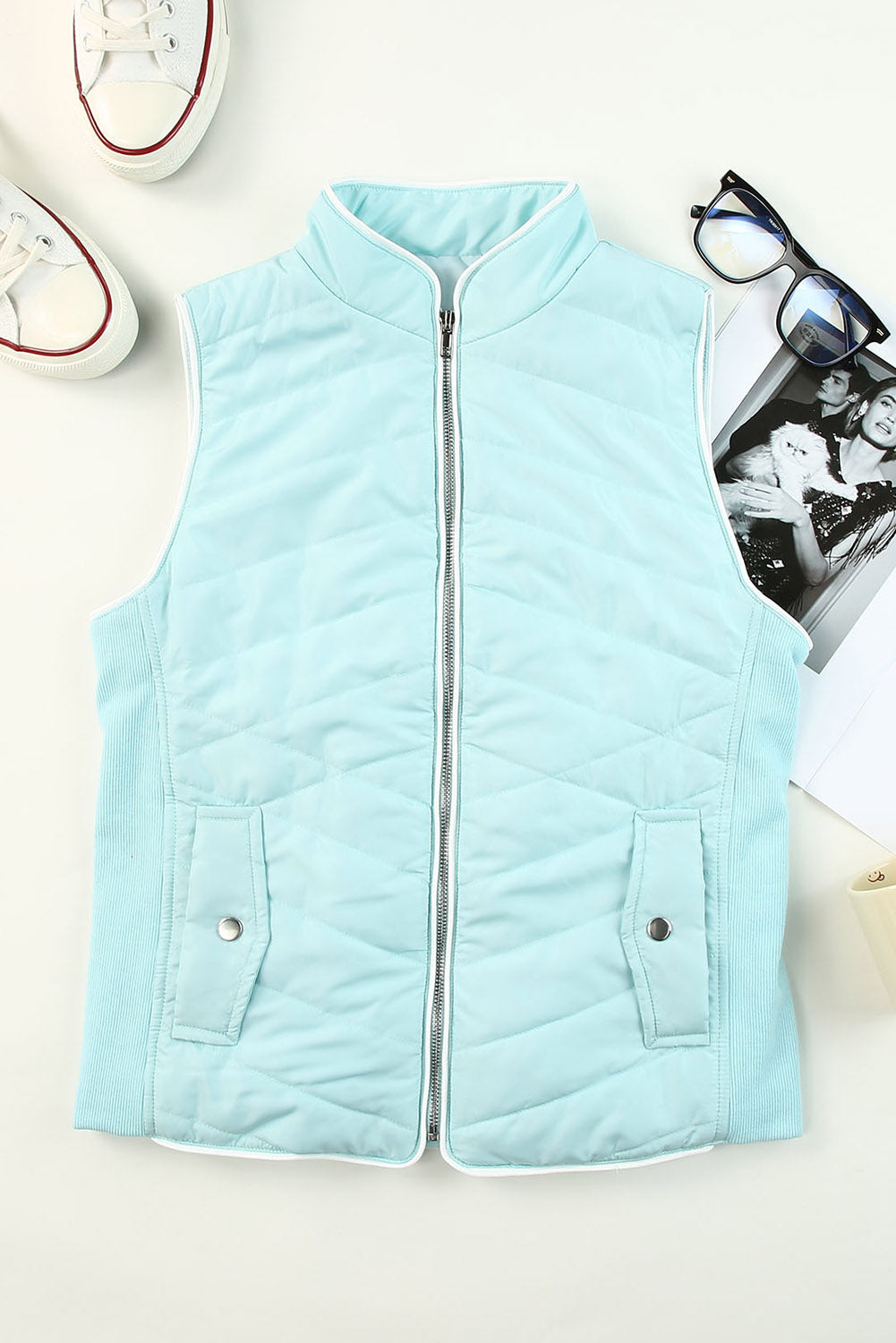 Zip-up Side Pockets Puffer Vest