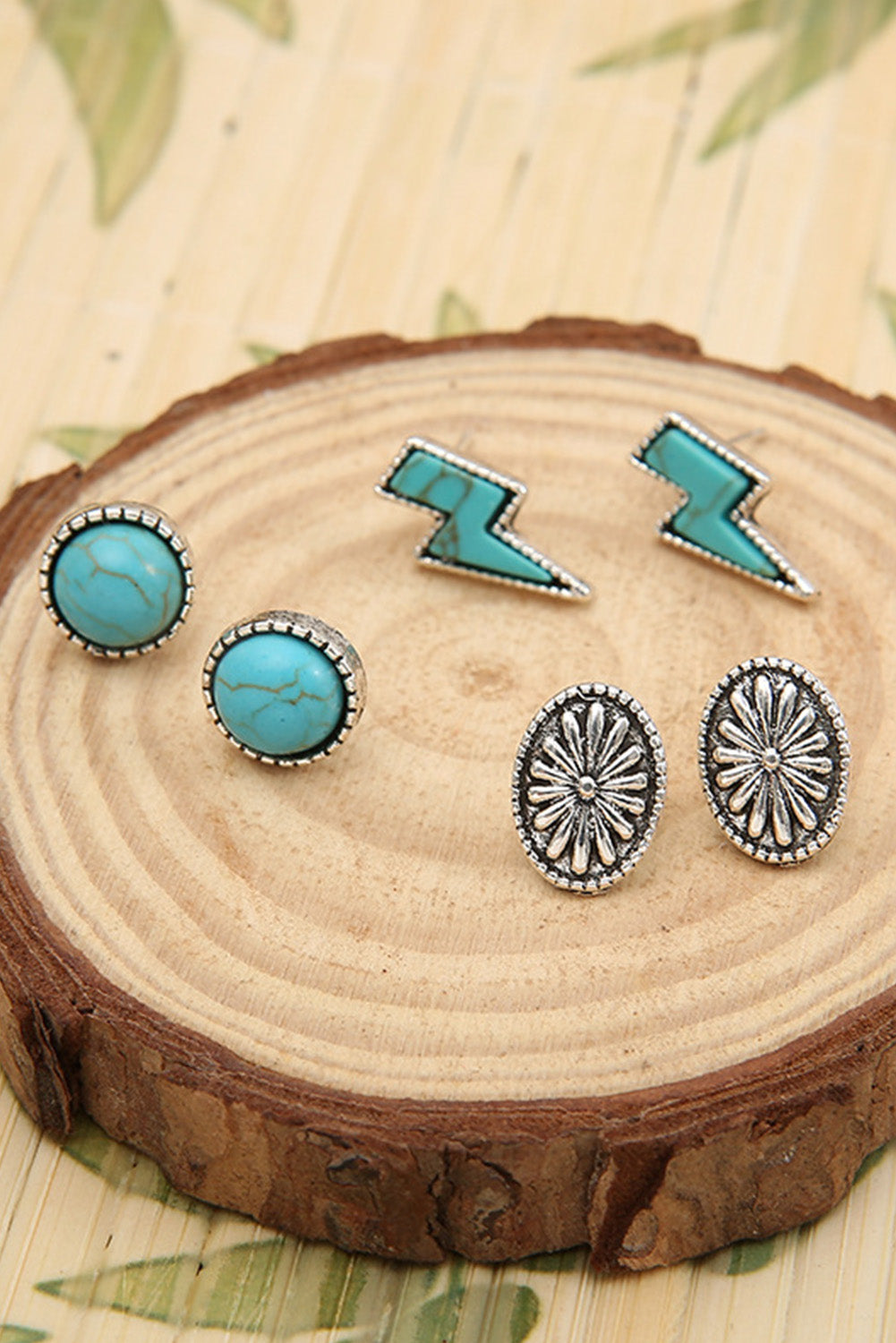 Three-piece Turquoise Stud Earrings Set