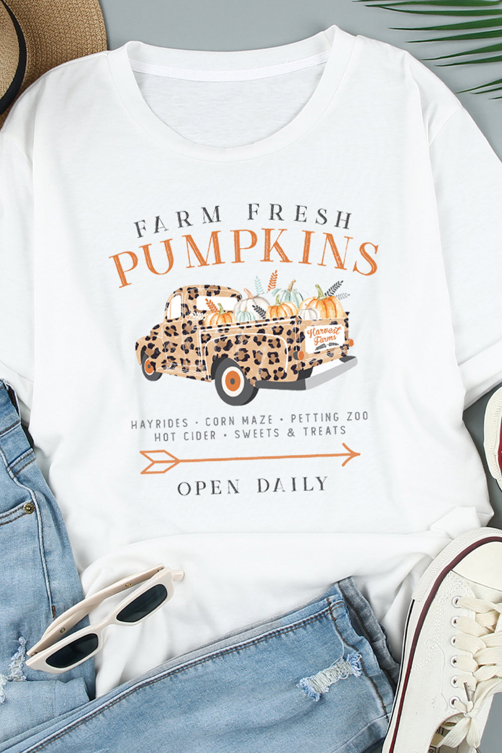 Fresh Pumpkins Leopard Truck Graphic Tee