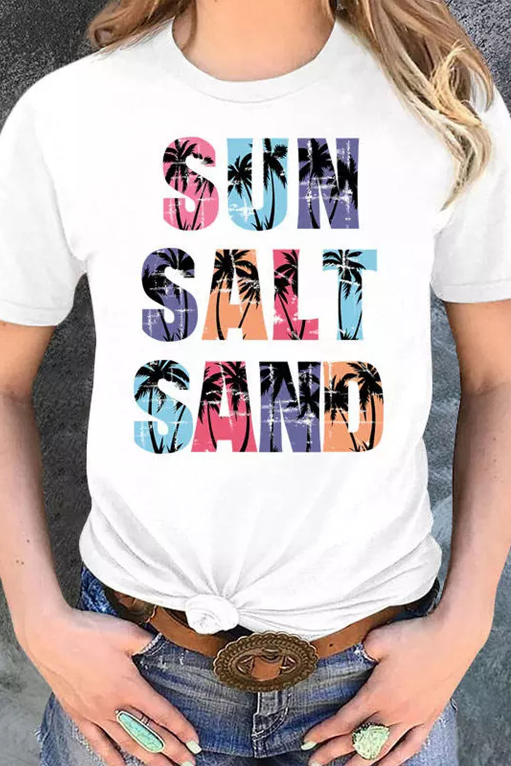 Coconut Tree SUN SALT SAND  Graphic Tee