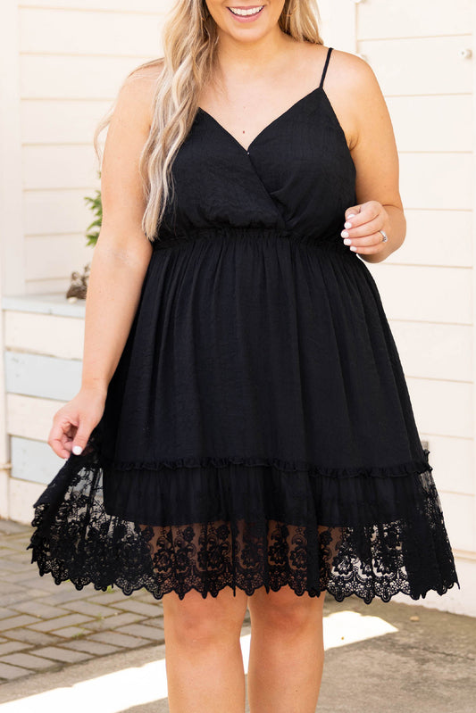 Lace Ruffle Hem Plus Size Flared Sundress