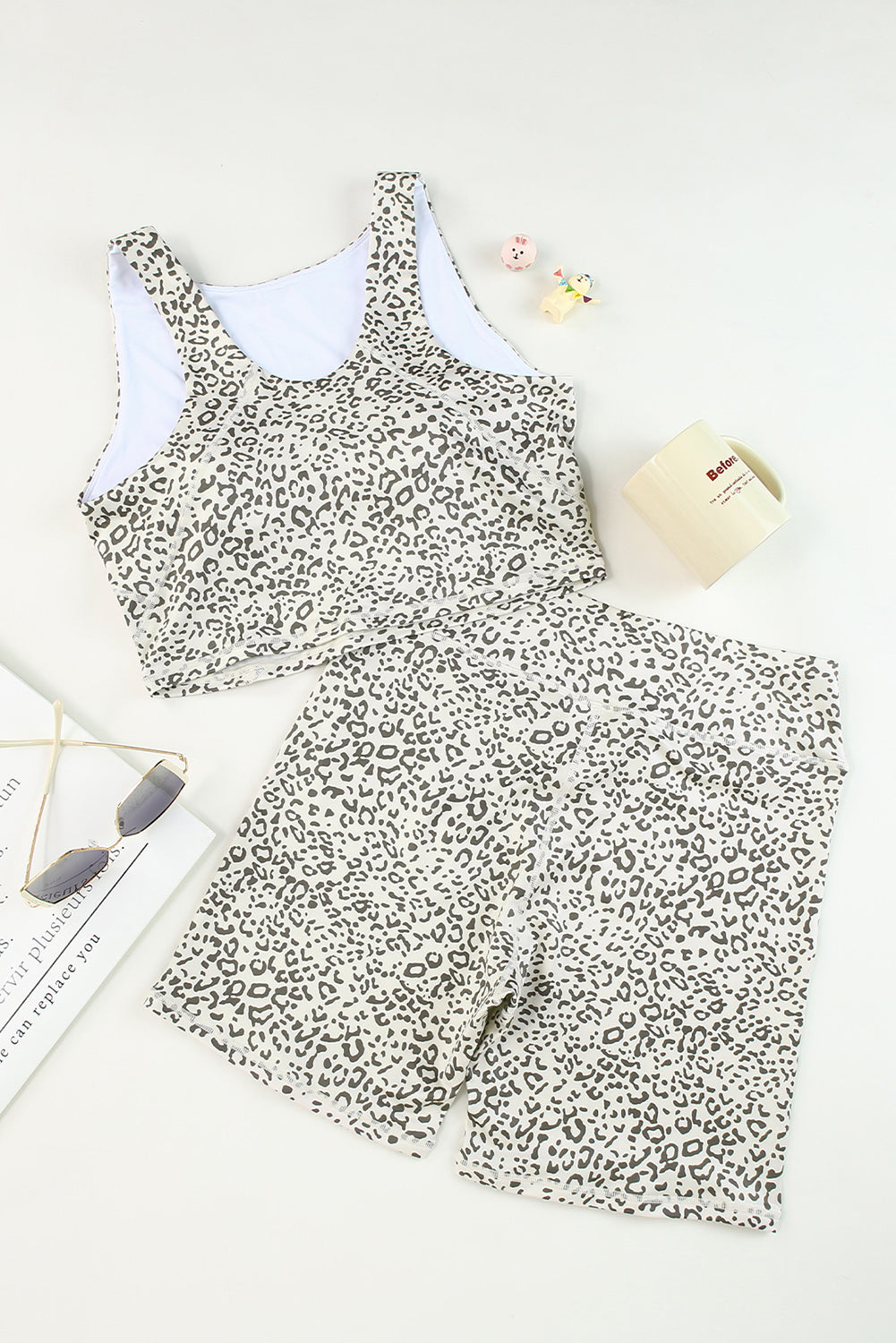 Active Leopard Tank and High Waist Shorts Set