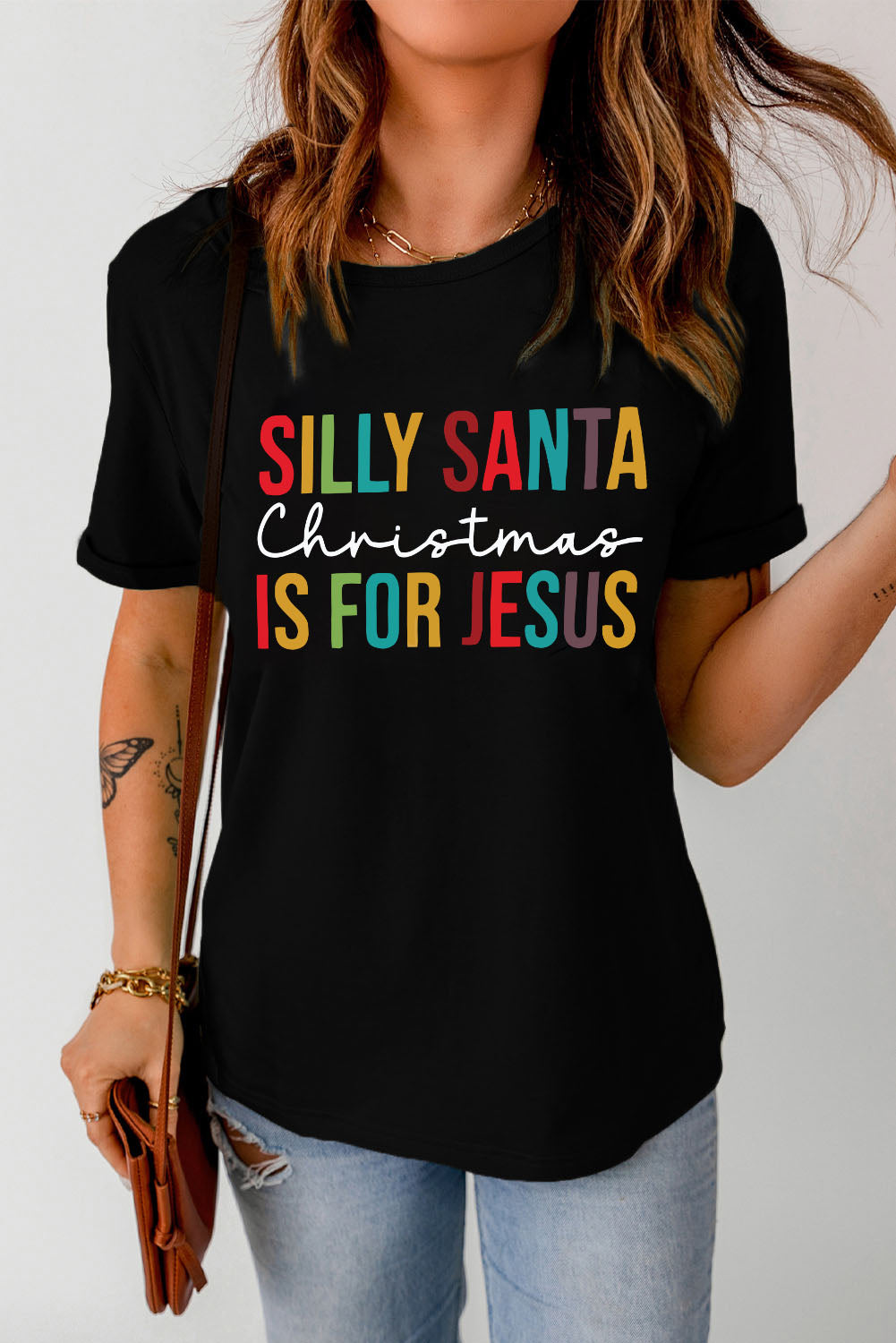 Silly Santa Christmas is For Jesus Short Sleeve T Shirt